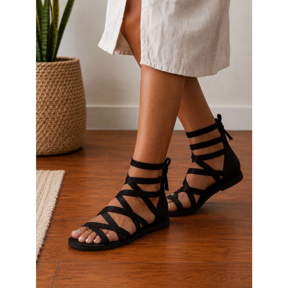 Torrid synthetic Black Lace-Up Strappy Gladiator Sandals SZ10WW